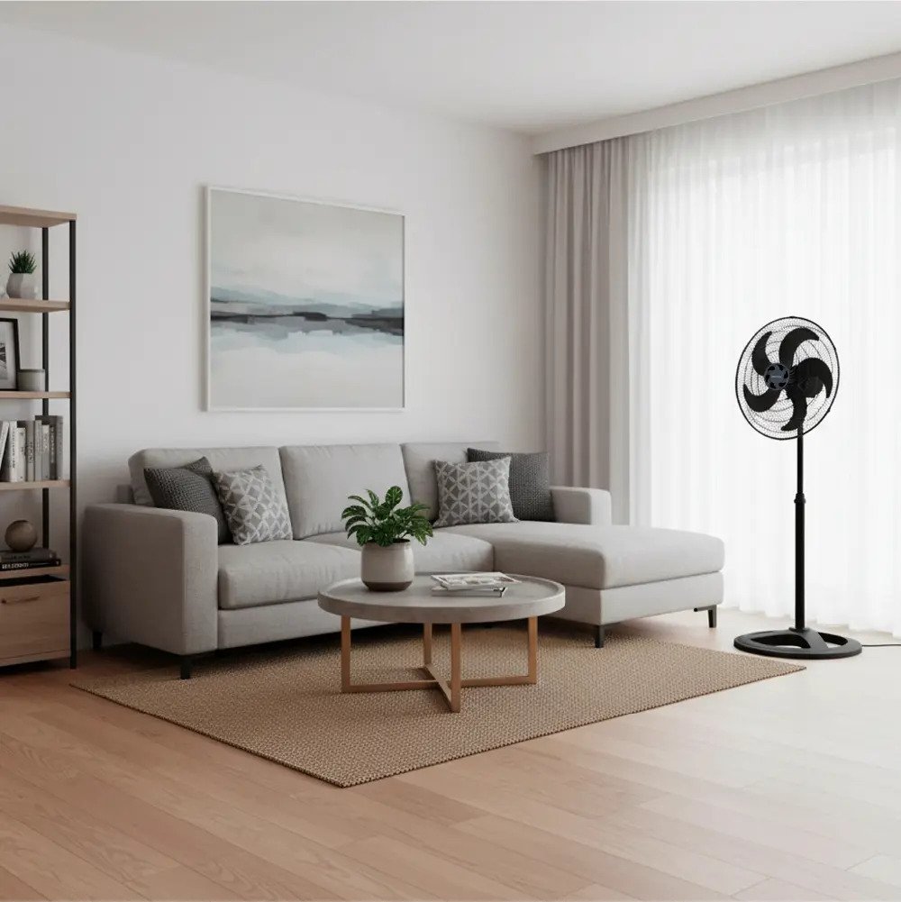 Ventilador De Pie Ventisol Vp3853v 6 Aspas Funcion Turbo Negro